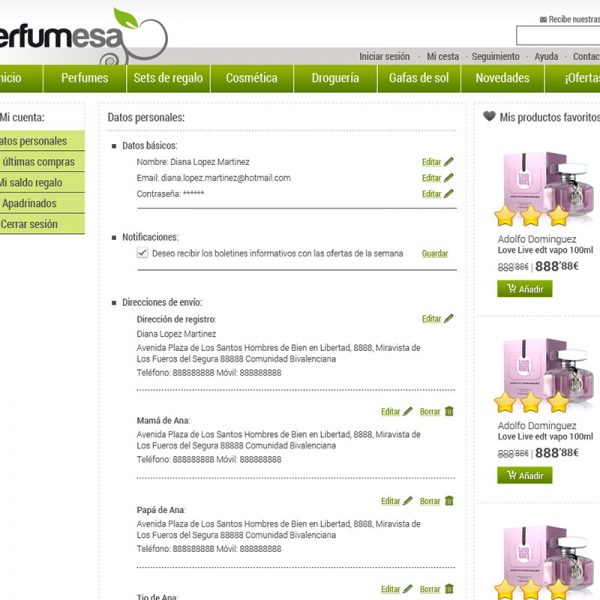 Disseny d’Interfície Tenda on line de perfumeria i cosmètica